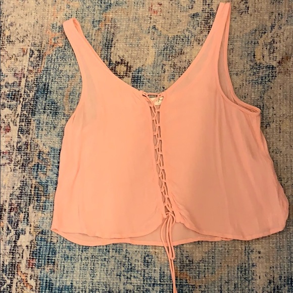 Tops - Lace up peach crop top